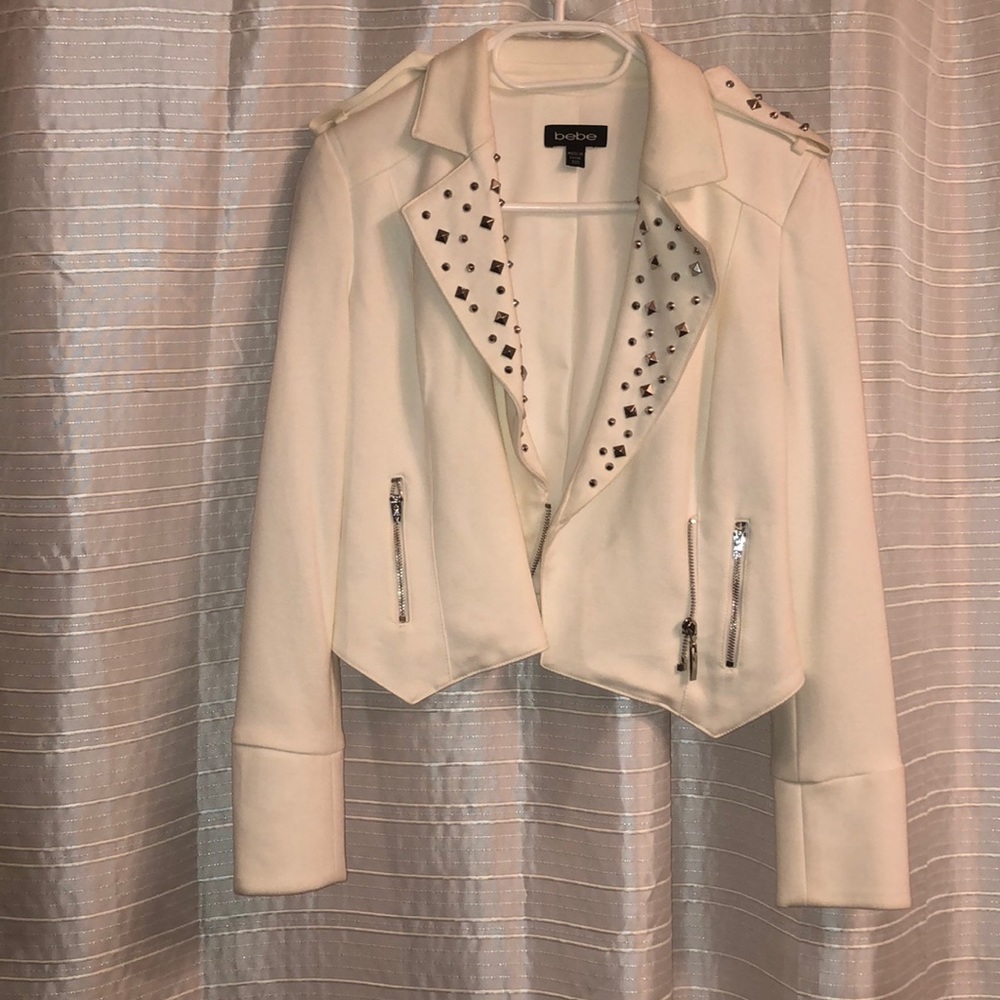 Bebe studded white jacket